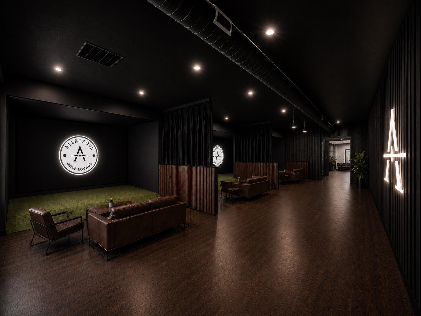 Indoor golf simulator lounge